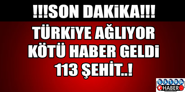 SON DAKİKA! TÜRKİYE YASTA 113 ŞEHİT!!!
