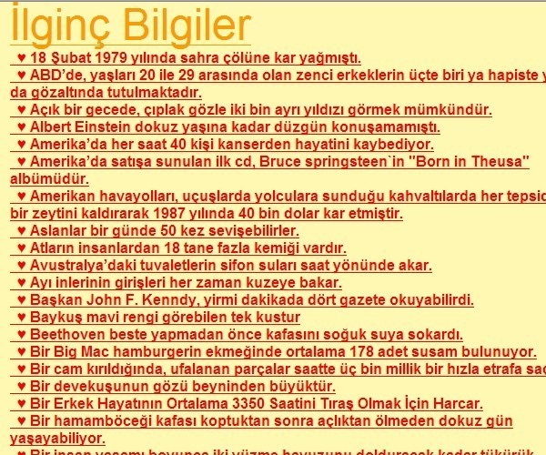 İLGİNÇ BİLGİLER!