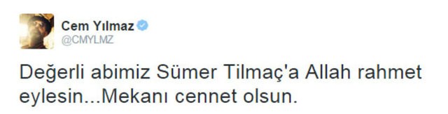 Ünlülerden Sümer Tilmaç mesajları