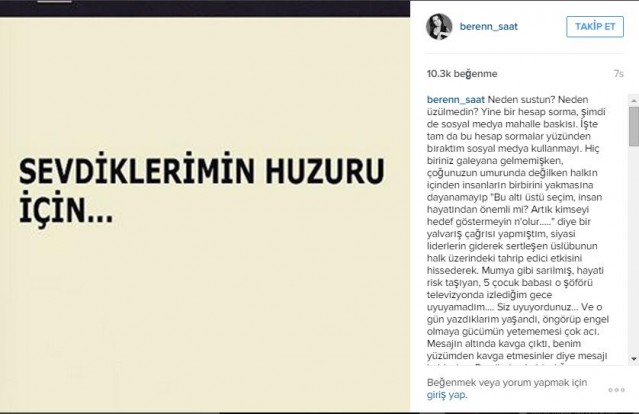 Beren Saat'in Neden sustun diyenlere yanıtı! Pkk'yı çok sert vurdu...