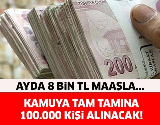 AYDA 8 BİN TL MAAŞLA KAMUYA TAMI TANIMA 100.000 KİŞİ ALINACAK! İŞTE BAŞVURU ŞARTLARI...