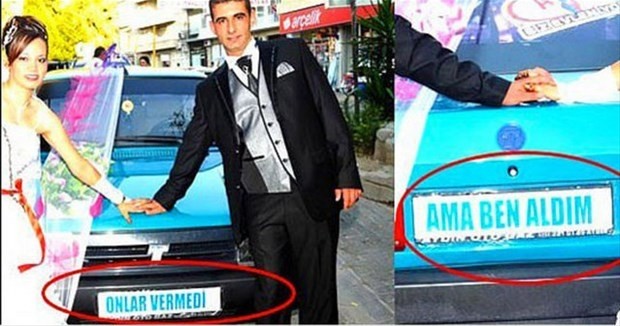 Gelin arabalarındaki ilginç yazılar görenleri kahkahaya boğdu!