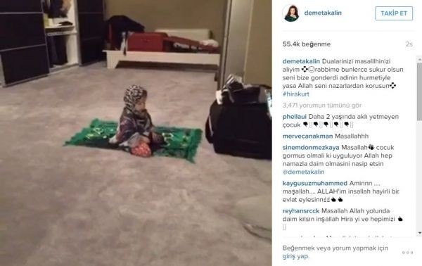 Demet Akalın Kızı Hira'nın Namaz Kılarken Fotoğrafını Paylaştı! Sosyal Medya Yıkıldı..