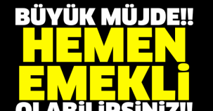BÜYÜK MÜJDE!! HEMEN EMEKLİ OLABİLİRSİNİZ!! SON GÜN...