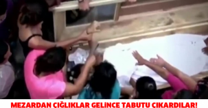 MEZARDAN ÇIĞLIKLAR GELİNCE TABUTU ÇIKARDILAR! BAKIN NELER OLDU İŞTE O ANLAR BÖYLE GÖRÜNTÜLENDİ!!