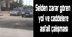 Selden zarar gören yol ve caddelere asfalt çalışması