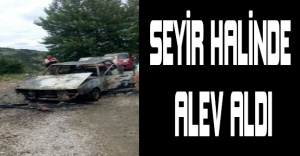Seyir halinde alev aldı