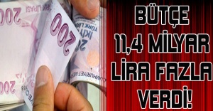 Bütçe 11,4 milyar lira fazla verdi!