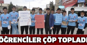Öğrenciler çöp topladı