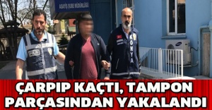Çarpıp kaçtı, tampon parçasından yakalandı