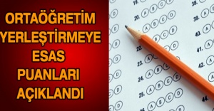 Ortaöğretim Yerleştirmeye Esas Puanları açıklandı