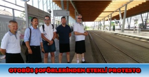 Otobüs şoförlerinden etekli protesto