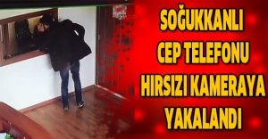 Soğukkanlı cep telefonu hırsızı kameraya yakalandı