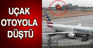 Uçak otoyola düştü