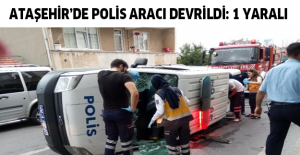 Ataşehir’de polis aracı devrildi: 1 yaralı