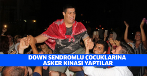 Down sendromlu çocuklarına asker kınası yaptılar