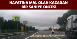 Hayatına mal olan kazadan bir saniye öncesi