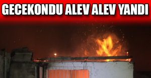 Gecekondu alev alev yandı