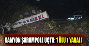 Kamyon şarampole uçtu: 1 ölü, 1 yaralı