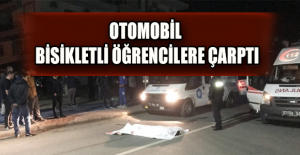 Otomobil bisikletli öğrencilere çarptı