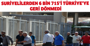 Suriyelilerden 6 bin 715’i Türkiye’ye geri dönmedi