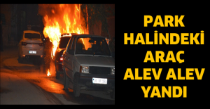 Park halindeki araç alev alev yandı