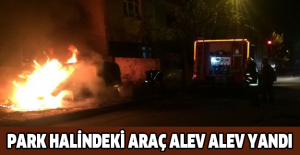 Park halindeki araç alev alev yandı