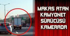 Makas atan kamyonet sürücüsü kamerada
