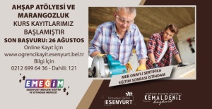 AHŞAP ATÖLYESİ VE MARANGOZLUK KURSUNUN KAYITLARI BAŞLADI